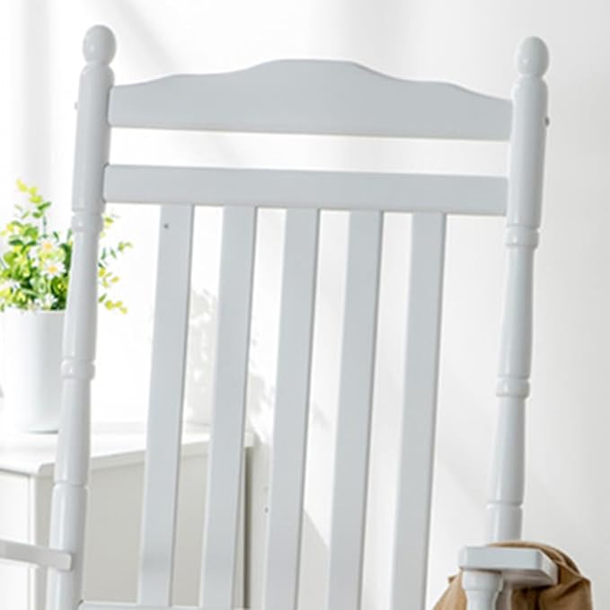 Wooden Rocking Chair for Adults Furniture Set of 2 Outside Rocker Chair for Porch Patio Lounge Balcony Indoor & Outdoor, White