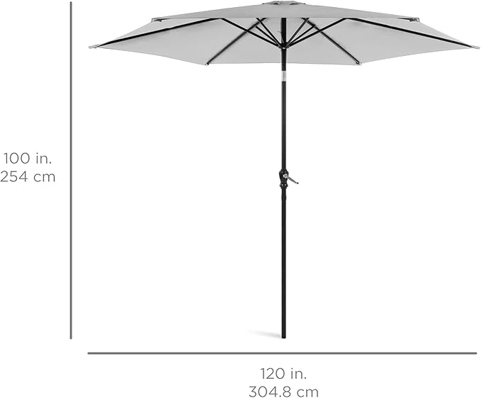 Best Choice Products 10ft Outdoor Steel Polyester Market Patio Umbrella w/Crank, Easy Push Button, Tilt, Table Compatible