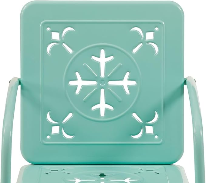 Crosley Furniture Azalea 2-Piece Outdoor Chair Set, Vintage Retro Metal Patio Chairs for Dining, Porch, Deck, Aqua Gloss