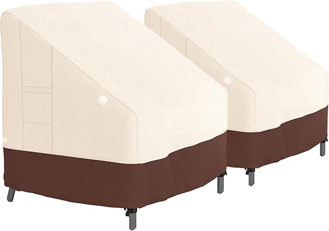 Tuyeho Patio Chair Cover 2 Pack, 35 x 28 x 35 inch, 900D Heavy Duty Outdoor High Back Chair Cover, Waterproof & Weather Resistant for Your Lounge Deep Seat High-Back Chair (Beige & Brown)