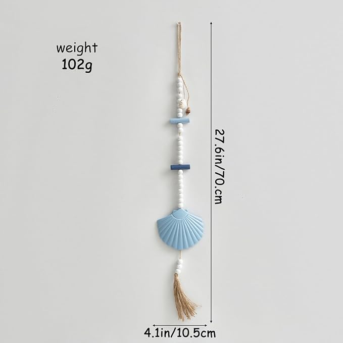 JQAQJU Wooden Driftwood Wall Decor, Bathroom Decor with Sea Shells, Driftwood Beach Room Decor for Home Indoor Outdoor, Coastal Wall Art for Living Room, Bedroom and Dining Room Blue