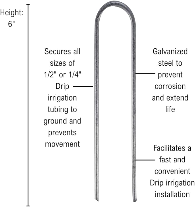 Rain Bird GS50/10PS Drip Irrigation 6" Galvanized Wire Stake for 1/2" Tubing, 10-Pack