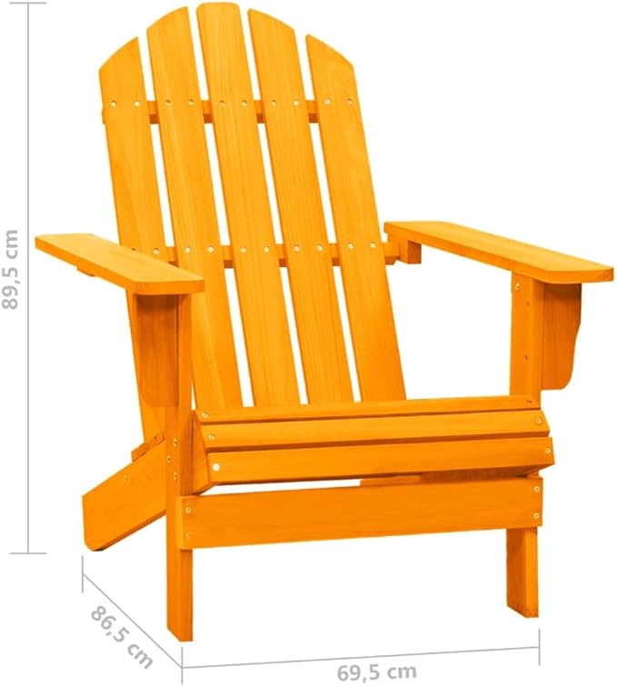 Patio Adirondack Chair Solid Fir Wood Orange, Patio Dining Chairs, Bar Stools, Outdoor Seating for Outdoor Relaxation and Entertaining in Your Backyard or Poolside