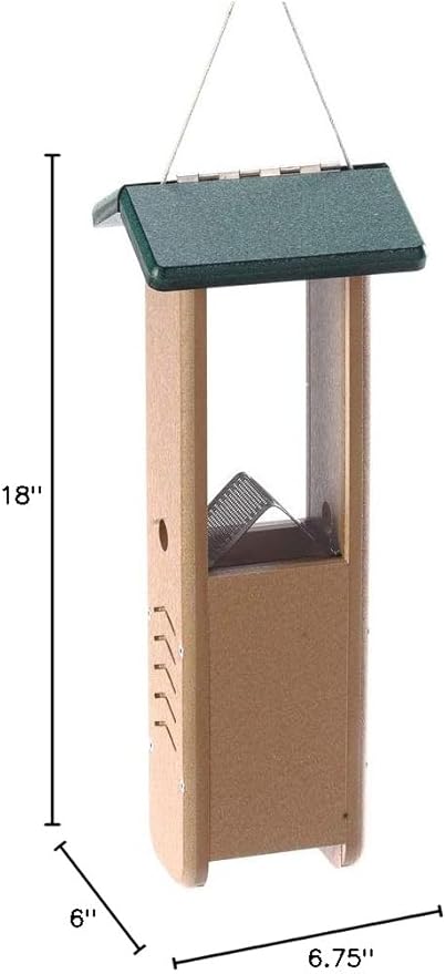 Birds Choice SNWP Peanut and Suet Nugget Bird Feeder, Woodpecker Bird Feeder, 1.25 Quarts, Taupe/Green