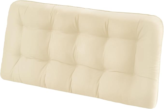 Tufted Bench Cushions for Outdoor Furniture, 44" x 19" Porch Swing Cushions Filled with Foam, Overstuffed Patio Cushions for Bench Loveseat with 2-3 Seats,Thick and Water Resistant, Beige