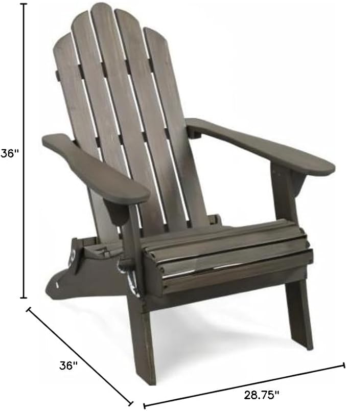 Christopher Knight Home Cara Outdoor Foldable Acacia Wood Adirondack Chair, Gray Finish