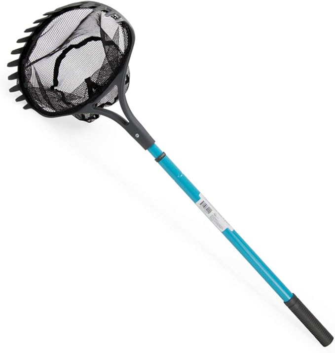 Aquascape Pond Shark, 3-in-1 Pond Net with Rake and Scraper, Telescopic Handle Extends to 60 Inches, Heavy-Duty Multi-Tool for Pond and Water Feature Cleaning, Durable Steel Construction