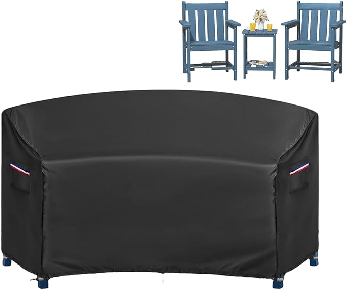 Cover for Adirondack Chair Set,Outdoor Patio Bistro Sets Covers for Balcony,Porch, Garden,Backyard,All-Weather Protector for HDPE Outdoor Table and Chairs(Only-Cover,71x28x33.5in,Black)