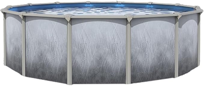 Lake Effect Pools 'Bermuda' 27 ft Round Above Ground Swimming Pool | 48 Inch Walls | 6" Steel Top Ledge | Bundle Includes: 25 Gauge Overlap Liner & Widemouth Skimmer