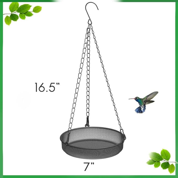 Hanging Bird Feeder, Birdfeeder Hanging for Garden Yard Outside Hanging Bird Feeder Tray - Metal Mesh Platform Feeders for Birds Outside Outdoors Hanging for Attracting Birds, 1Pcs