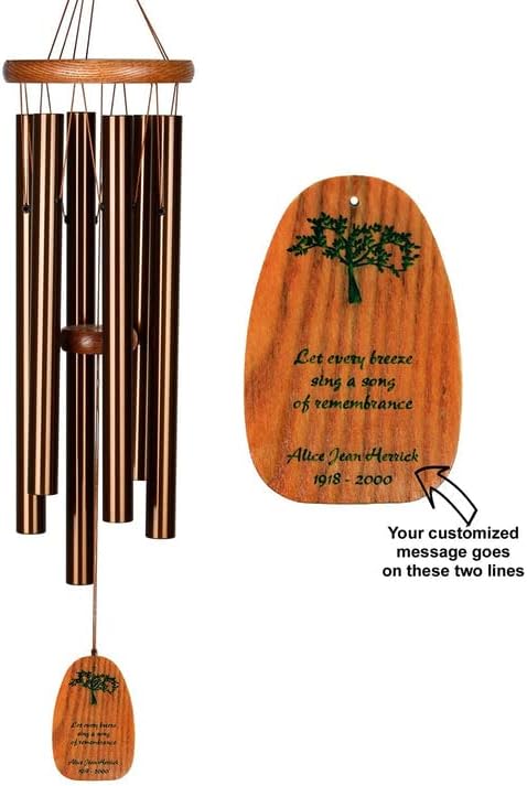 Woodstock Chimes Personalized Amazing Grace Wind Chime for Outside 40" Medium Bronze,Outdoor Garden Decor, Memorial Gift for Loss Loved Ones P-AGLBR03