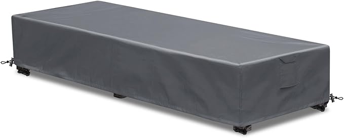 Waterproof Patio Lounge Chair Cover 1 Pack Outdoor Chaise Lounge Covers 600D Weather Resistant Material, UV Protection, Windproof Design Outside Furniture Covers 80" x 28" x 14" H,Grey