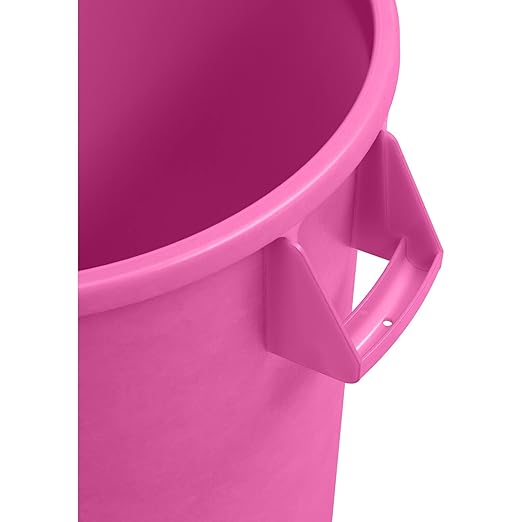 SPARTA Bronco 32 Gallon Trash Can, Thick Polyethylene Bin, NSF Certified Waste Container with Top Handles, Bottom Handholds, Reinforced Base and Stackable, LLDPE, 32 Gallon, Pink (Pack of 4)