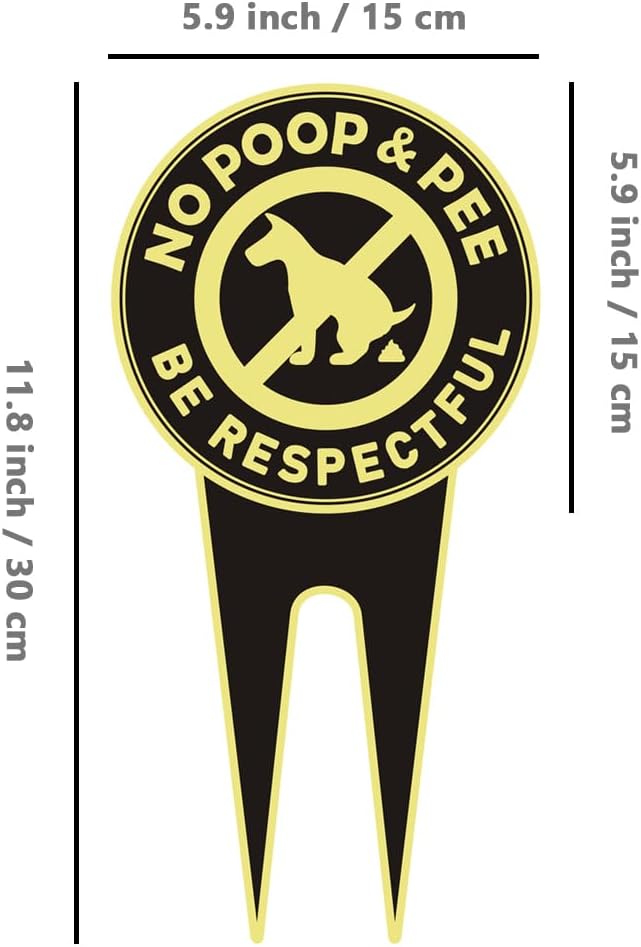 2 Pack No Dog Poop Signs for Yard - Double Sided Aluminum No Pooping Sign with Stake 11.8" x 5.9" - Be Respectful, No Dog Poop and Pee Stop Dogs from Pooping/Peeing On Your Lawn/Garden
