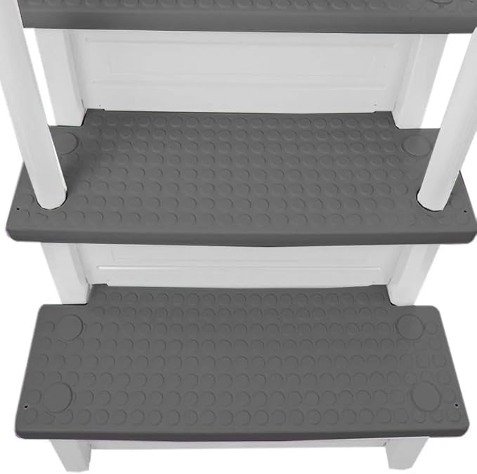 Aqua Select Anti-Slip in-Pool Steps | White/Gray Steps | for Above Ground Swimming Pools | Can Mount to Decks 48" to 54" H | Safety Stairs Capacity Up to 350 lbs