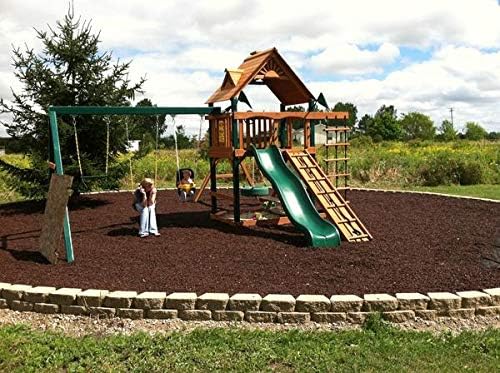 Playsafer Rubber Mulch Nuggets Protective Flooring for Playgrounds, Swing-Sets, Play Areas, and Landscaping (2,000 LBS - 77 CU. FT, Brown)