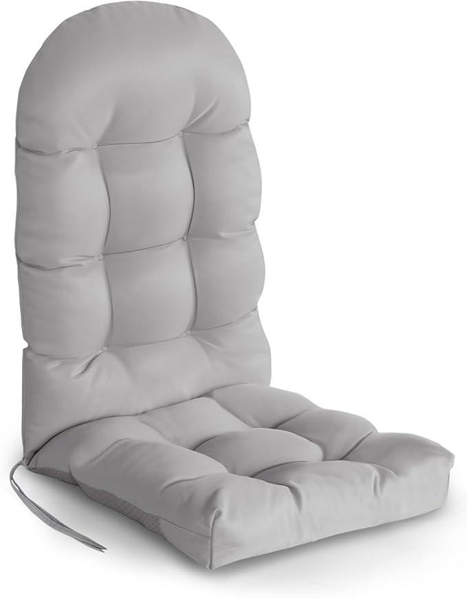 GREENVINES Adirondack-Chair-Cushion | Polyester | Waterproof | Outdoor High Back Rocking Chairs Cushions | Seat with Ties | Non-Slip | Thickened Pad for Patio | 44.5" x 17.3" x 4.1" |Gray