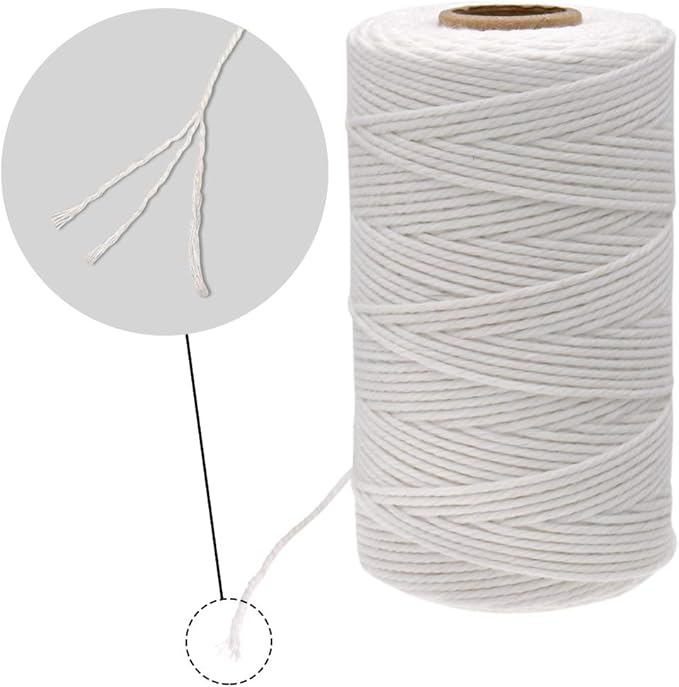 jijAcraft Butchers Twine - 328 Feet, 2mm Cotton Twine for Meat Trussing, Food Safe Kitchen Cooking and Baking, White Cotton String for Turkey, Sausage and More