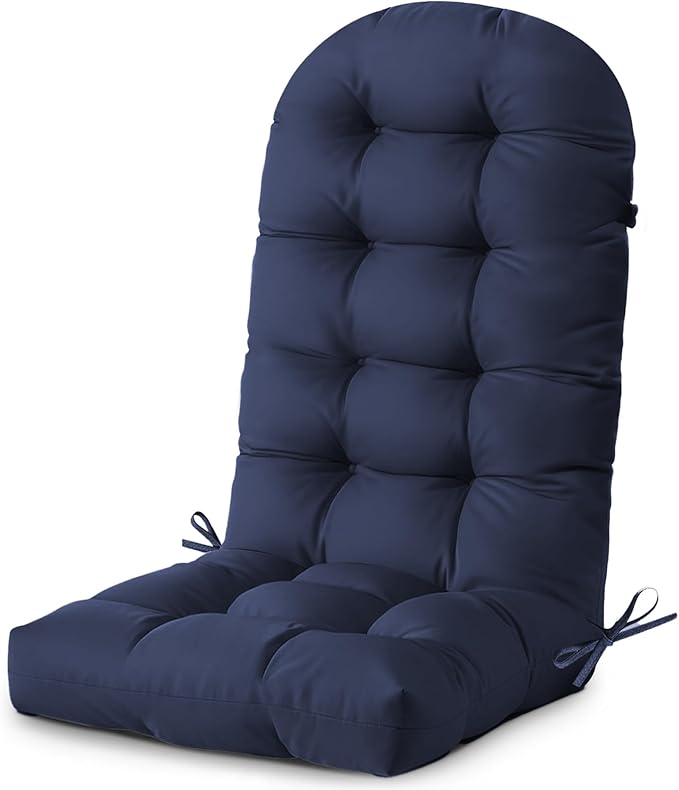 Outdoor/Indoor Adirondack Chair Cushion, Waterproof Outdoor Rocking Chair Cushion with Ties, Tufted Replacement Seat Cushions for Outdoor Furniture, Blue