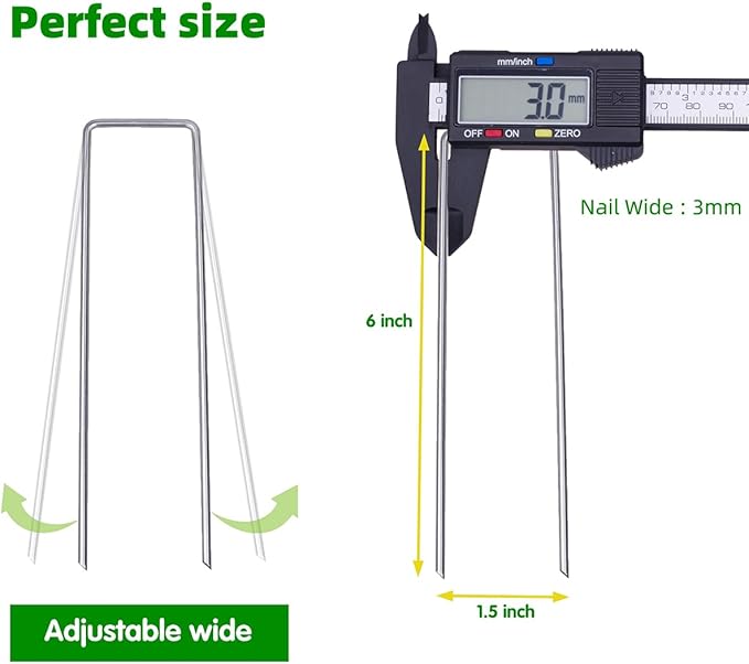 Galvanized U-Shaped Garden Stakes, 6 Inch 100 Pcs Landscape Staples, Ground Stakes, for Decoration Weed Barrier Fabric, Irrigation Tubing, Holding Fence, Tarpaulin (100, 6 INCH)