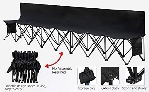 Yaheetech Foldable Sideline Bench 600D Oxford Double Layer Fabric