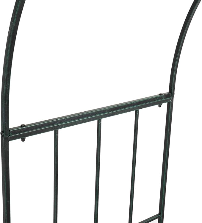 Garden Arbor, 7.3FT Metal Arbor Trellis for Climbing Plants Outdoor, Dark Green Garden Archway for Lawn, Patio and Backyard, Wedding Arches for Ceremony