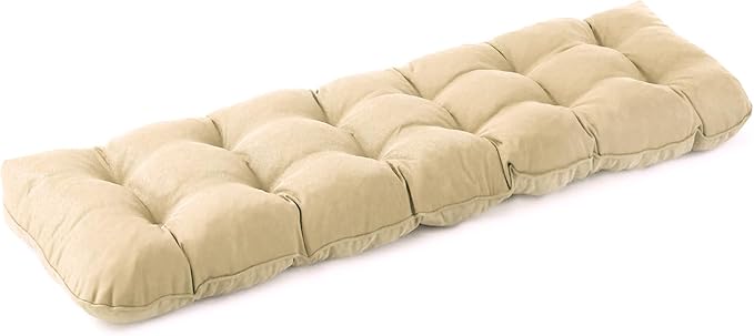 Outdoor Bench Cushion, 59x18x5 Inch, Waterproof Bench Cushion for Outdoor/Indoor Furniture, Tufted Patio Bench Seat Cushion, Fade Resistant Outdoor Cushions for Porch Swing Couch, Beige