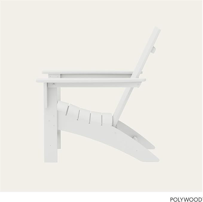 POLYWOOD AD420WH Modern Adirondack Chair, White, Durable High Density Polyethylene Construction, Easy Assembly, Waterproof, Comfortable Contoured Seat