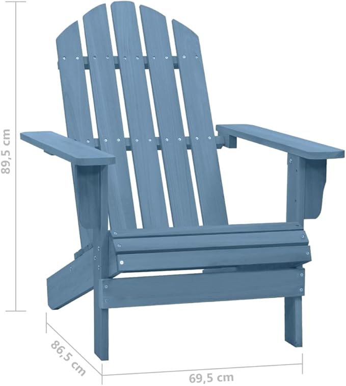 Patio Adirondack Chair Solid Fir Wood Blue, Patio Dining Chairs, Bar Stools, Outdoor Seating for Outdoor Relaxation and Entertaining in Your Backyard or Poolside