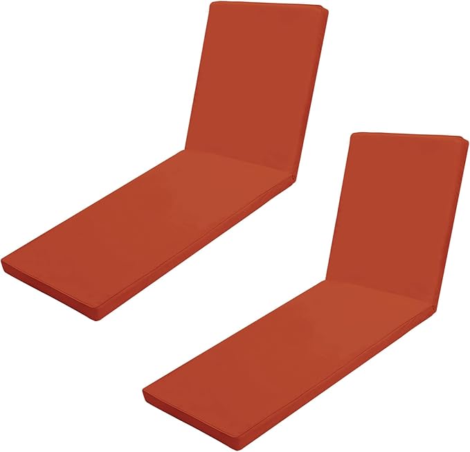 Outdoor Chaise Lounge Cushions for Patio, 71"x22"x3" Lounge Chair Cushions, Waterproof Replacement Seat Pads for Outdoor Furniture (Spice, 2 Pcs)