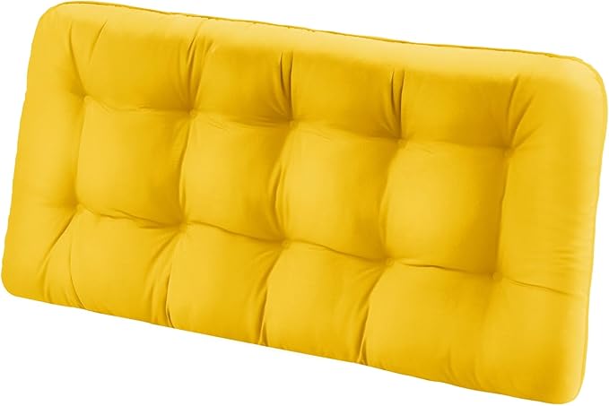 Tufted Bench Cushions for Outdoor Furniture, 44" x 19" Porch Swing Cushions Filled with Foam, Overstuffed Patio Cushions for Bench Loveseat with 2-3 Seats,Thick and Water Resistant, Yellow