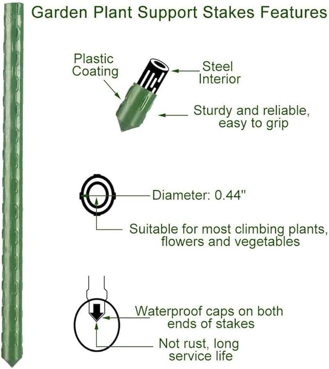 58 Inch Garden Stakes Sturdy Plant Sticks Support Tomato Stakes for Vegetable