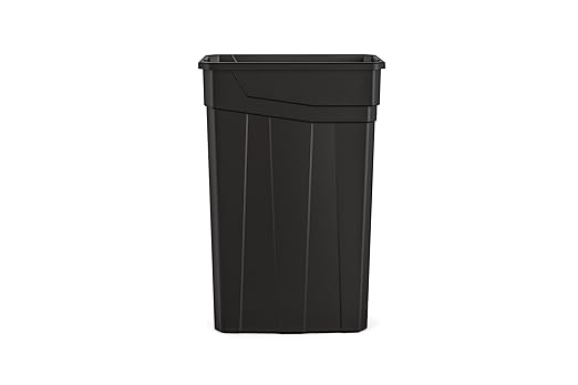Suncast Commercial 23-Gallon Narrow Trash Can without Handles - Durable Garbage Can, Black, Made in the USA