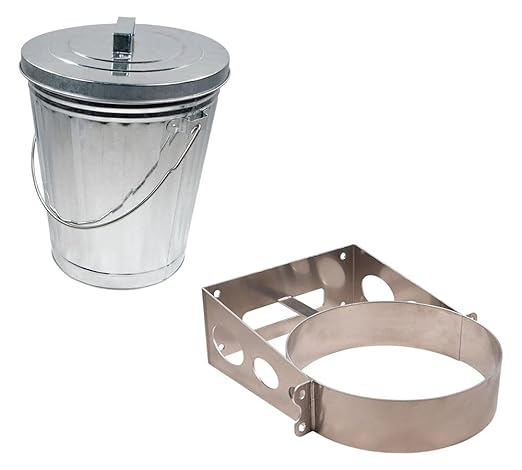Mytee Products 4 Gallon Galvanized Trash Can with Mounting Bracket Kit for Trucks & Trailers, Steel Outdoor Garbage Can Holder for Flat Vertical Surface, Fire & Heat Resistant