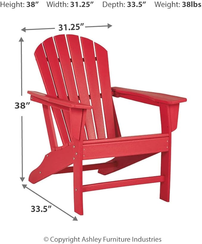 Signature Design by Ashley Sundown Treasure Outdoor Patio HDPE Weather Resistant Adirondack Chair, Red