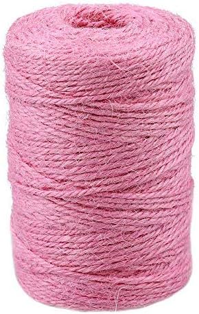 jijAcraft Jute Twine - Natural & Pink, 328 Feet, 2mm, 3-Ply Hemp for Gift Wrapping,DIY Projects & Climbing Plants