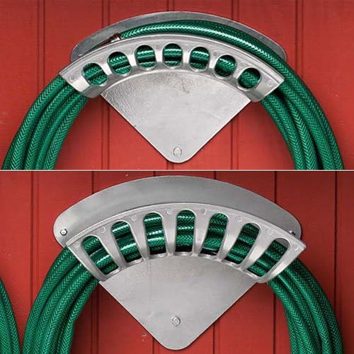 Kings County Tools 13" Cast Aluminum Hose Rack | Elegant Curved Design | Quality & Sturdy Material | Holds 100-Feet of 1/2” and 50-Feet of 5/8” Hose | Single Piece Attachment