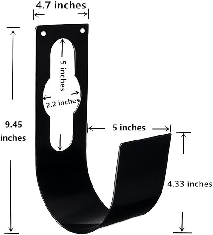 2 Pack Garden Hose Hanger Wall Mount Heavy Duty Hose Holder Hook Use for 150foot Hose (Large, Black)