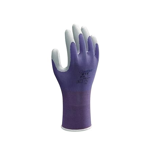 SHOWA Atlas 370 Nitrile Palm Coated General Purpose Work Gloves with Nylon Liner, Purple, Medium (1 Pair)
