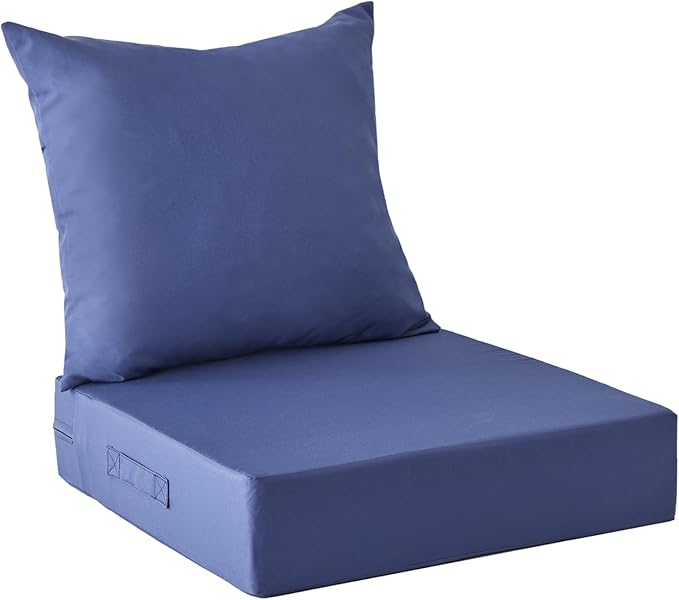 Outdoor Cushions for Patio Furniture,Outdoor Seat Cushion Set 24 x 24 x 4 Inch,Waterproof & Fade Resistant Outdoor Chair Cushions,Deep Patio Chair Cushion with Removable Cover,Navy Blue