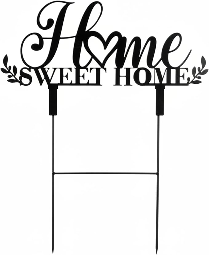 Amyhill Sweet Home Outdoor Decor Metal Garden Stakes 25 Inch Welcome Home Yard Signs Decorations Housewarming Decorative Garden Stakes Decorations for Family Welcoming Party Patio Lawn Walkway