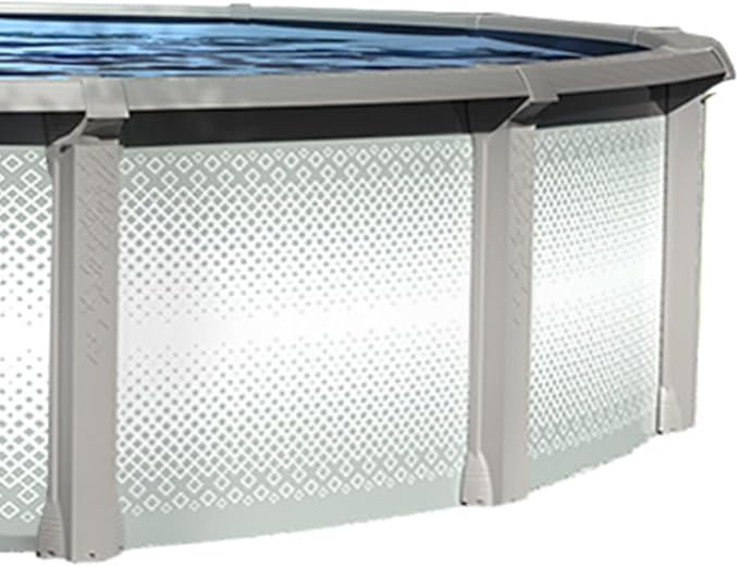 Lake Effect Pools 'Grand Cayman' 12 ft x 24 ft Oval Above Ground Swimming Pool | 52 Inch Strong Extruded Resin Components | Bundle Includes: 25 Gauge Overlap Liner & Widemouth Skimmer
