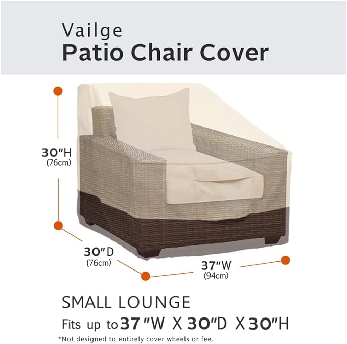 Vailge Patio Chair Covers, Lounge Deep Seat Cover, Heavy Duty and Waterproof Outdoor Lawn Patio Furniture Covers (4 Pack - Small, Beige & Brown)