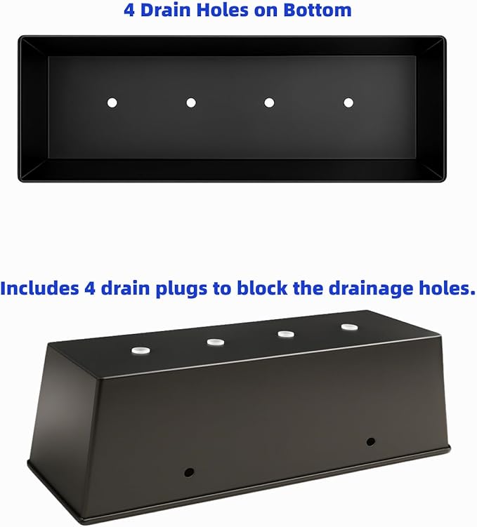 3 Pack 6 Quart Metal Goat Feeder & Duck Feed Trough, Heavy Duty Iron Livestock Manger with Drain Holes & Plugs, Chew-Proof Fence & Wall Hanging Bucket with Hardware for Sheep Piglets, Deer & Poultry