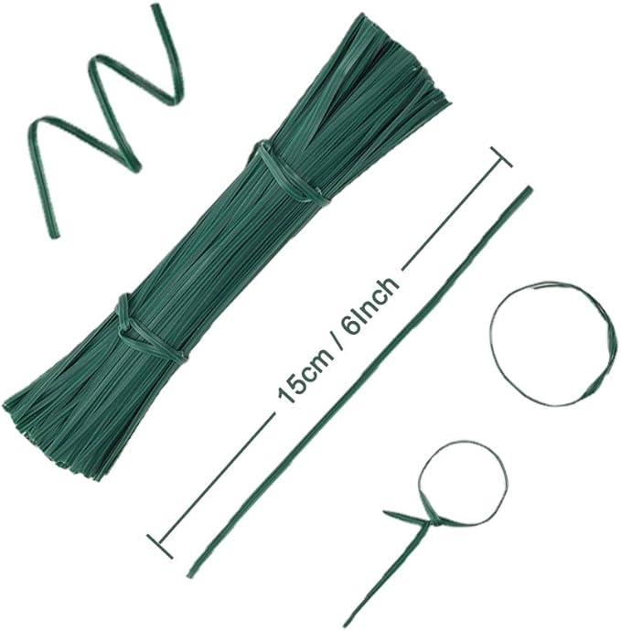 POYEE 8" 20cm Garden Twist Ties Plastic Garden Plant Support Cable Cord Ties (100, Green)
