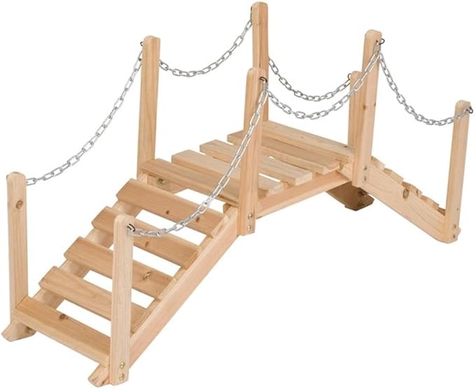 Pemberly Row Transitional Cedar Wood Decorative Garden Bridge, Beige Finish, 3 ft, Handcrafted Moisture-Resistant Design, Landscape Décor, Smooth Sanded for Painting or Staining