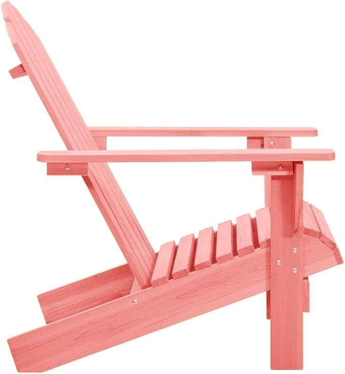 Patio Adirondack Chair Solid Fir Wood Pink, Patio Dining Chairs, Bar Stools, Outdoor Seating for Outdoor Relaxation and Entertaining in Your Backyard or Poolside