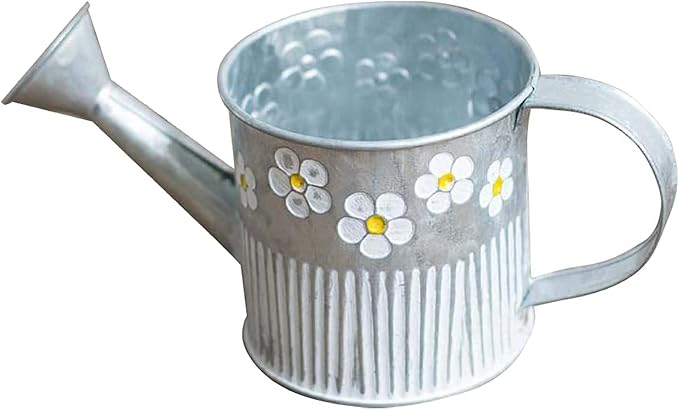 Taotenish Watering Can Metal Bucket Planter Daisy Embossed Garden Metal Tin Bucket Pots Flower Pot for Home Decoration Wedding Window