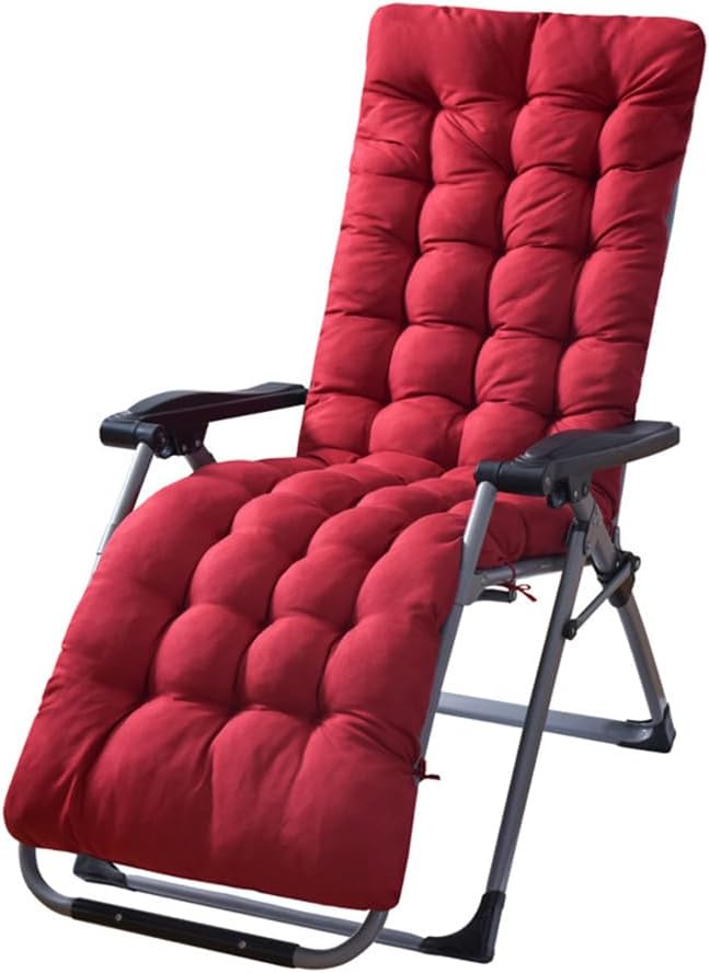 Patio Chaise Lounger Cushion, Lounge Chair Recliners Chair Cushions, Rocking Chair Sofa Cushion with 6 Ties,Thick Padded Swing Bench Cushion，61x18.89x3.14in (Red)