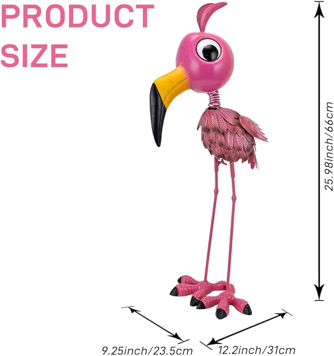 Metal Flamingo Statue Outdoor Garden Decor - Funny Flamingo Sculpture for Lawn, Backyard,Yard Art Gift- Unique Flamingo Figurine for Birthday, Housewarming, Christmas